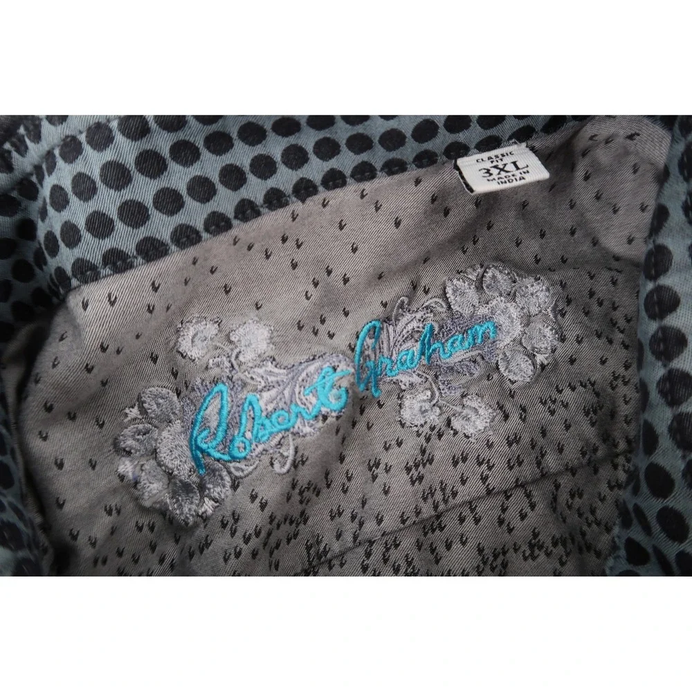 Robert Graham Button Down Mens 3XL Gray Gradient Geometric Classic Fit Shirt